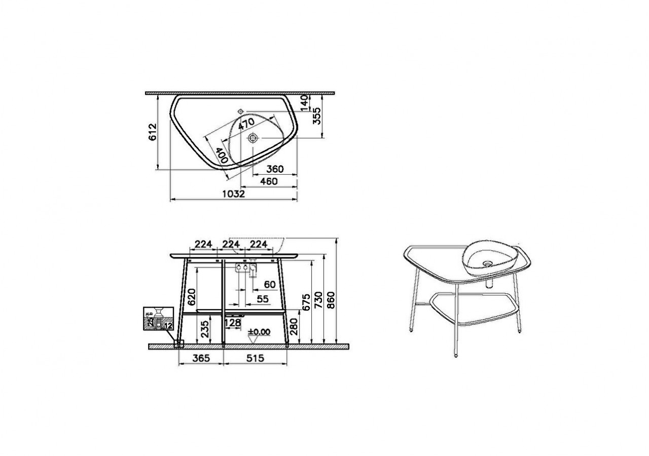 Plural console céramique, Edelweiss, droite, 103 cm - 62581 - Vitra