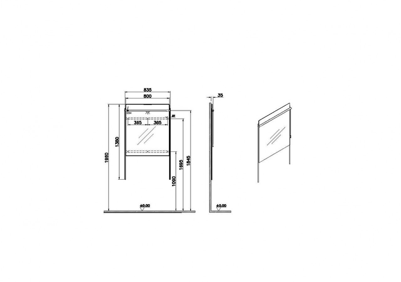 Equal miroir avec éclairage LED, 83 cm - 64105 - Vitra
