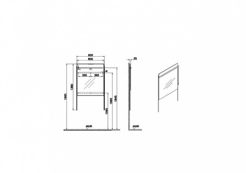Equal miroir avec éclairage LED, 83 cm - 64105 - Vitra