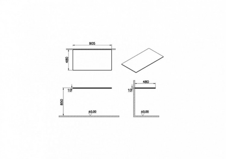 Origin partie supérieure pour module complémentaire, 90 cm, verre blanc - 65760 - Vitra 2