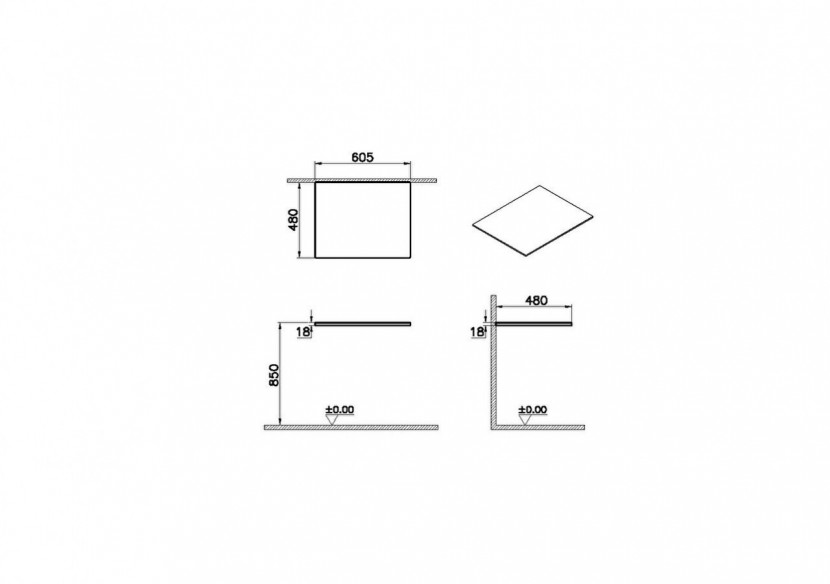 Origin partie supérieure pour module complémentaire, 60 cm, chêne ferrera - 65944 - Vitra