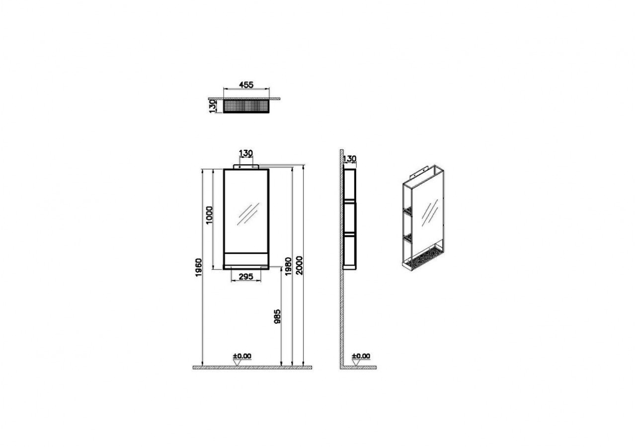 ArchiPlan 45 cm Miroir avec étagère, Métal noir - 66608 - Vitra