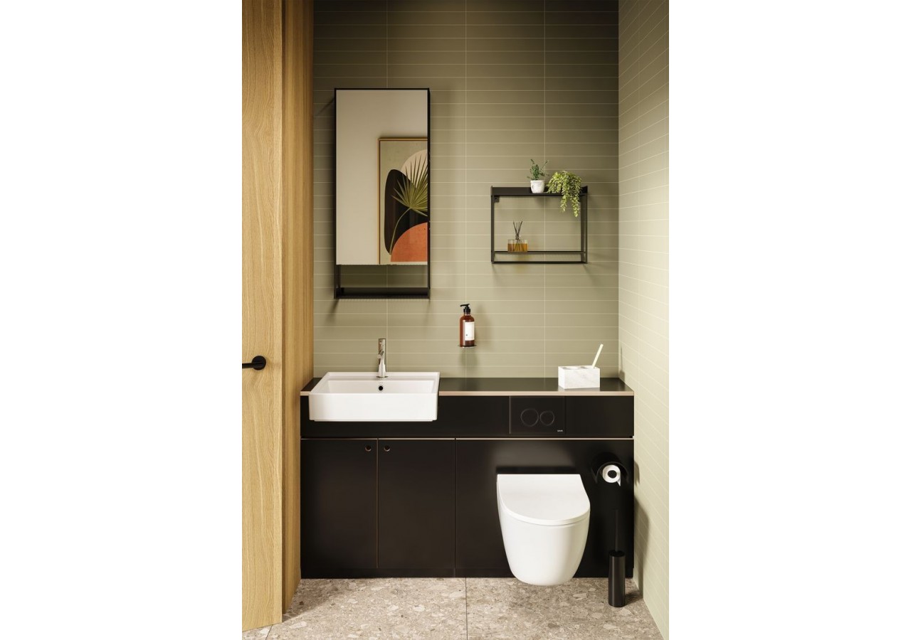 ArchiPlan 60 cm Miroir avec étagère, Métal noir - 66609 - Vitra