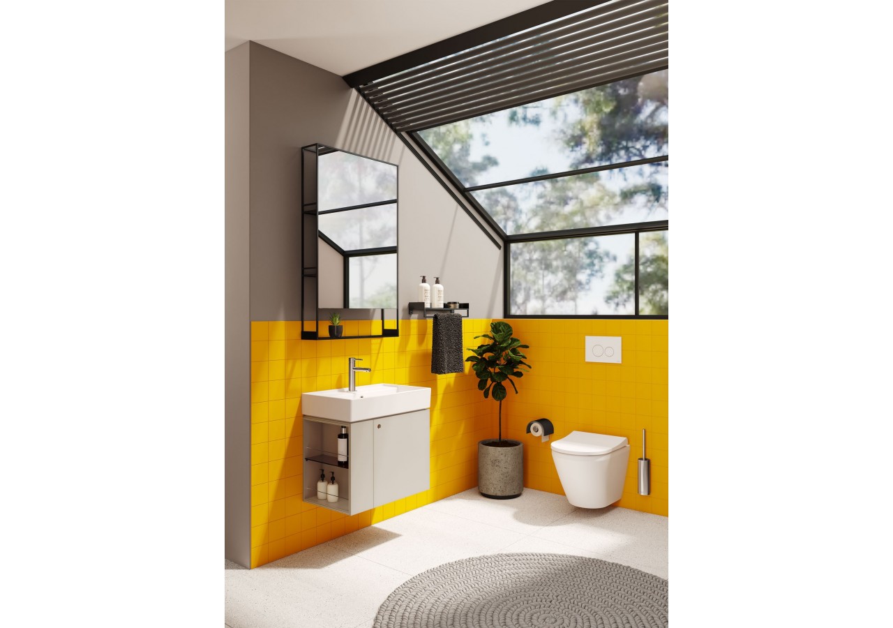 ArchiPlan 60 cm Miroir avec étagère, Métal noir - 66609 - Vitra