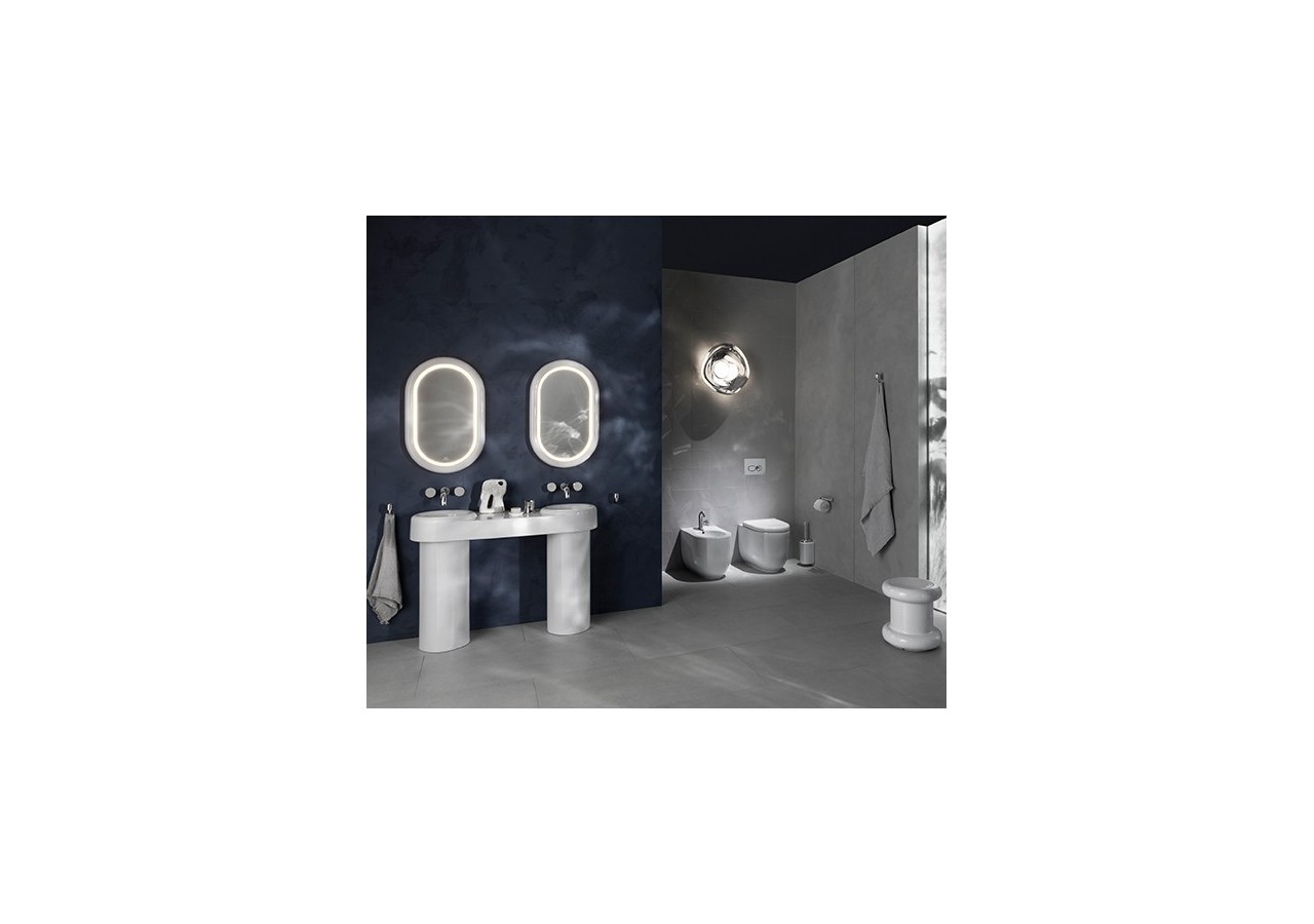 Liquid Miroir éclairé avec cadre en céramique, 50x80 cm, connecté au secteur, Blanc - 66743 - Vitra