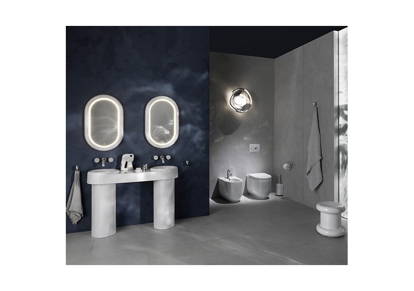 Liquid Miroir éclairé avec cadre en céramique, 50x80 cm, connecté au secteur, Blanc - 66743 - Vitra