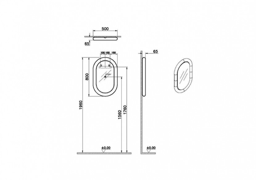 Liquid Miroir éclairé avec cadre en céramique, 50x80 cm, connecté au secteur, Blanc - 66743 - Vitra