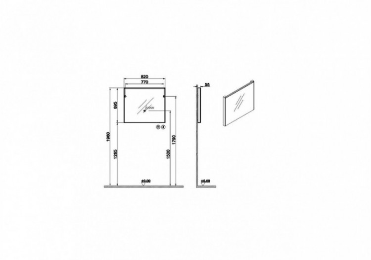 Core Miroir plat, 80 cm, lumineux, rectangulaire, chromé brossé -66915-Vitra 2