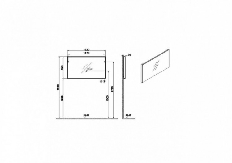 Core Miroir plat, 120 cm, lumineux, rectangulaire, chromé brossé -66917-Vitra 2