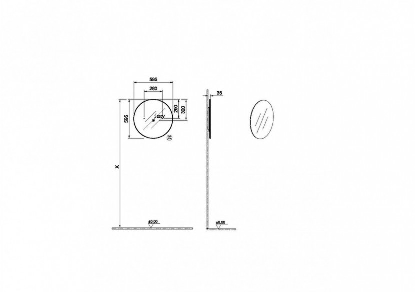 Prime Round Mirror, 60 cm, lumineux, tactile, Round, allumage tactile -67041-Vitra