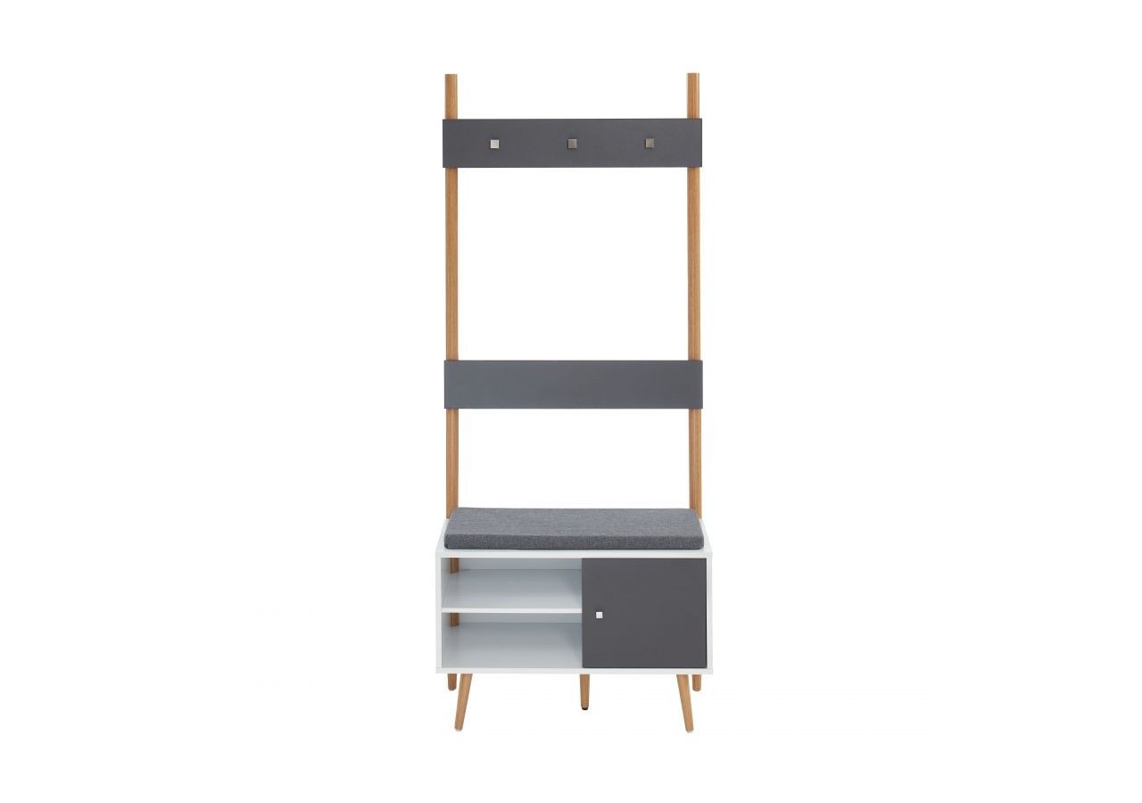 Vestiaire d'entrée ADELE gris anthracite et blanc h180cm