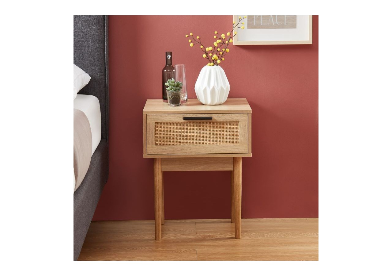 Table de chevet AMANA cannage rotin 1 tiroir 40cm