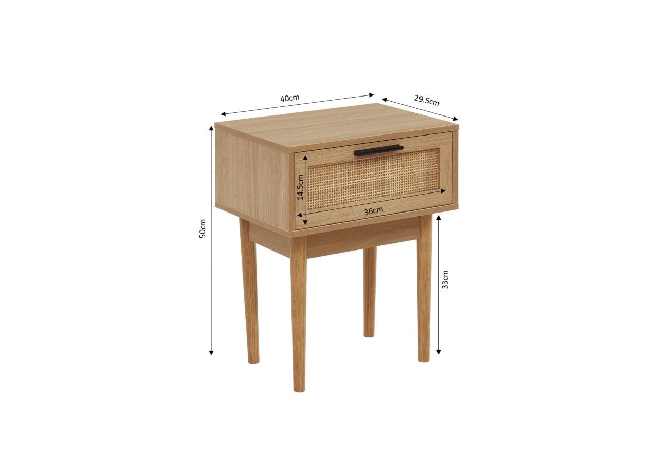 Table de chevet AMANA cannage rotin 1 tiroir 40cm