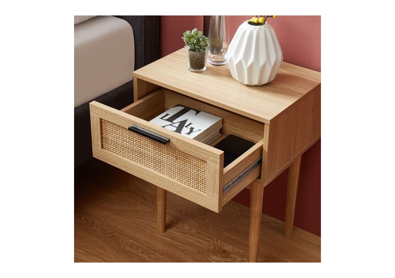 Table de chevet AMANA cannage rotin 1 tiroir 40cm