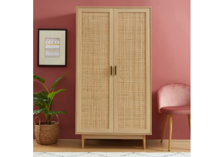 Armoire AMANA cannage rotin 2 portes 90cm 2