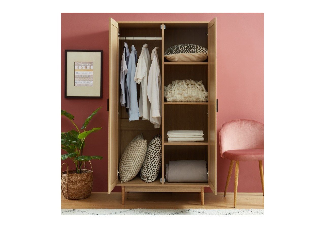 Armoire AMANA cannage rotin 2 portes 90cm