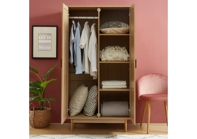 Armoire AMANA cannage rotin 2 portes 90cm