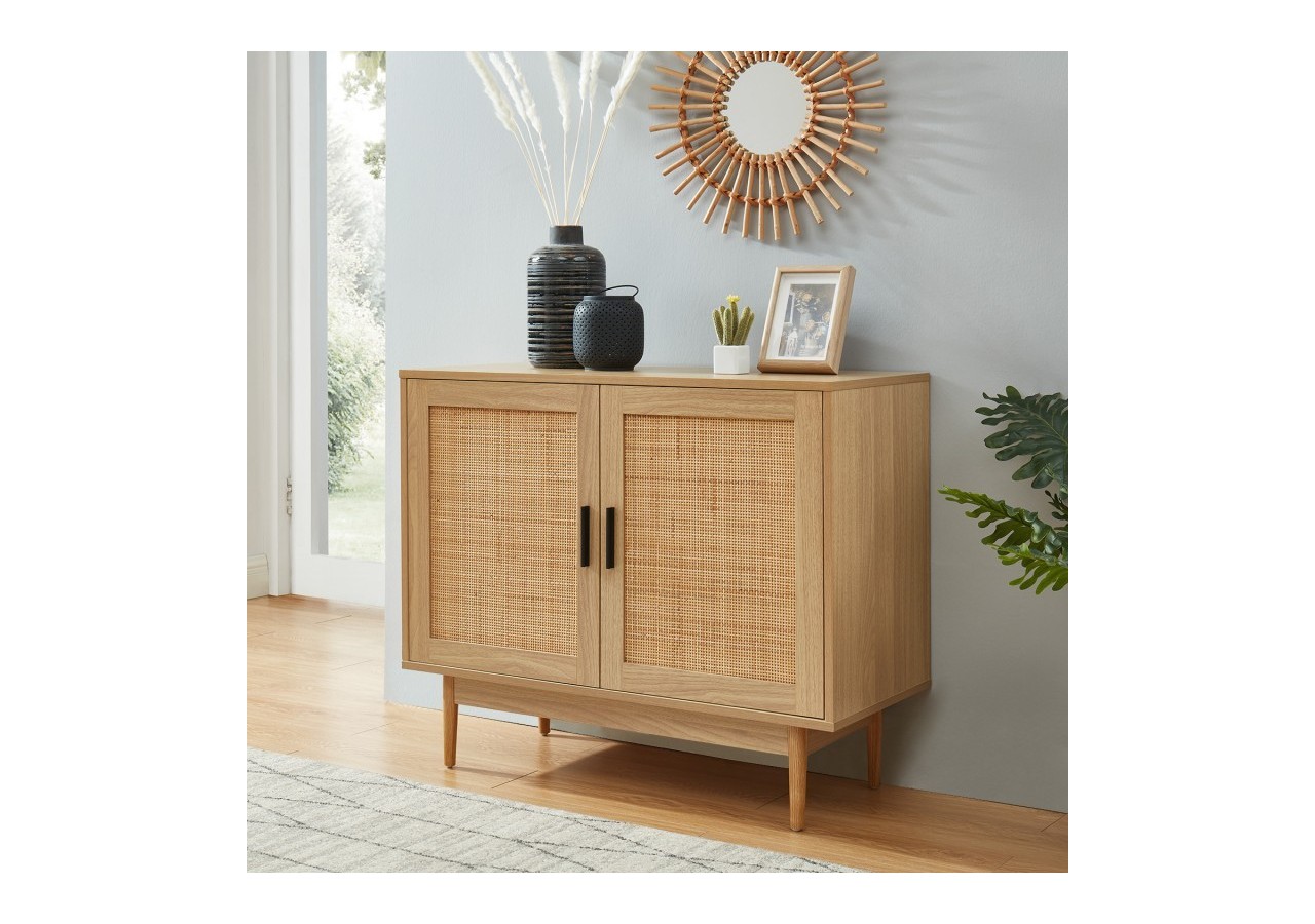 Buffet AMANA cannage rotin 2 portes 90cm