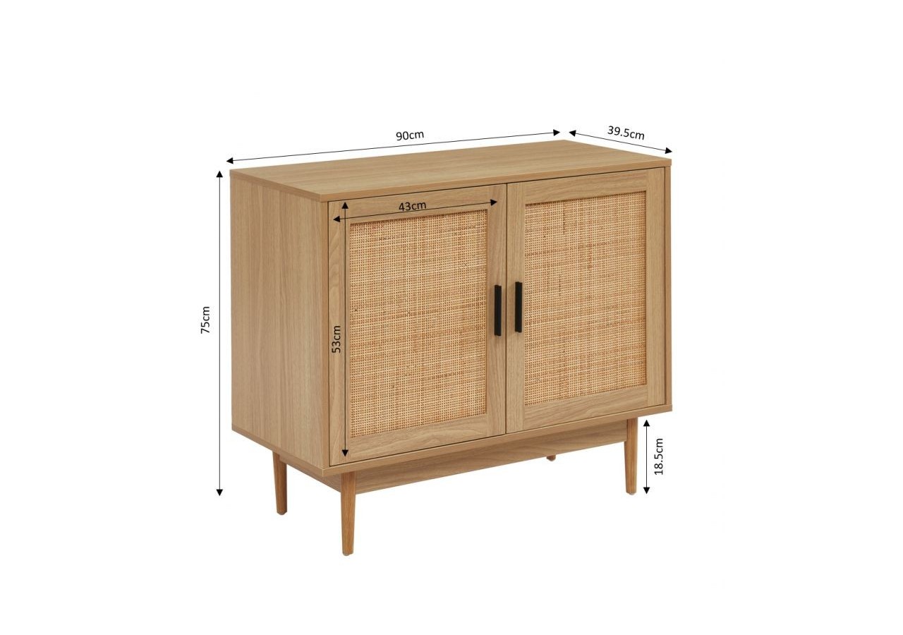 Buffet AMANA cannage rotin 2 portes 90cm