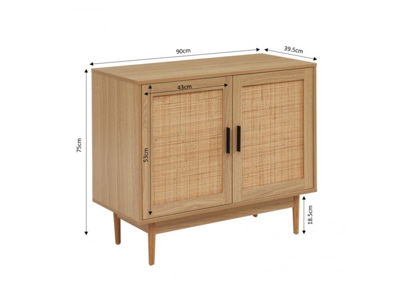 Buffet AMANA cannage rotin 2 portes 90cm