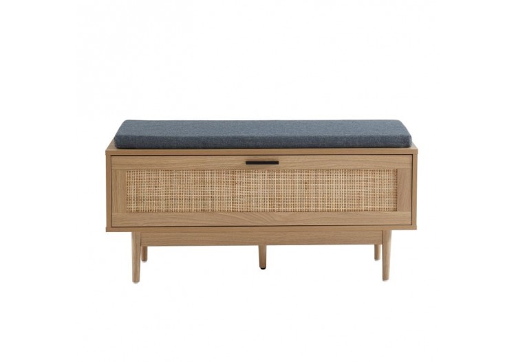 Banc à chaussures AMANA cannage rotin 1 porte 100cm