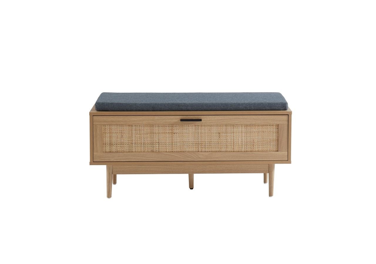 Banc à chaussures AMANA cannage rotin 1 porte 100cm