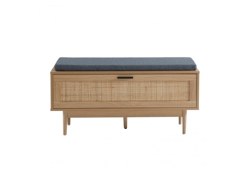 Banc à chaussures AMANA cannage rotin 1 porte 100cm