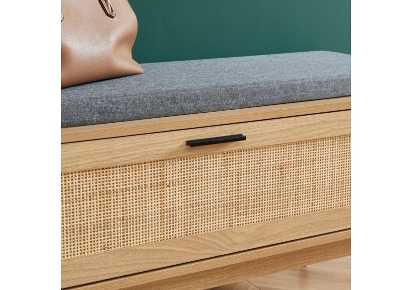 Banc à chaussures AMANA cannage rotin 1 porte 100cm