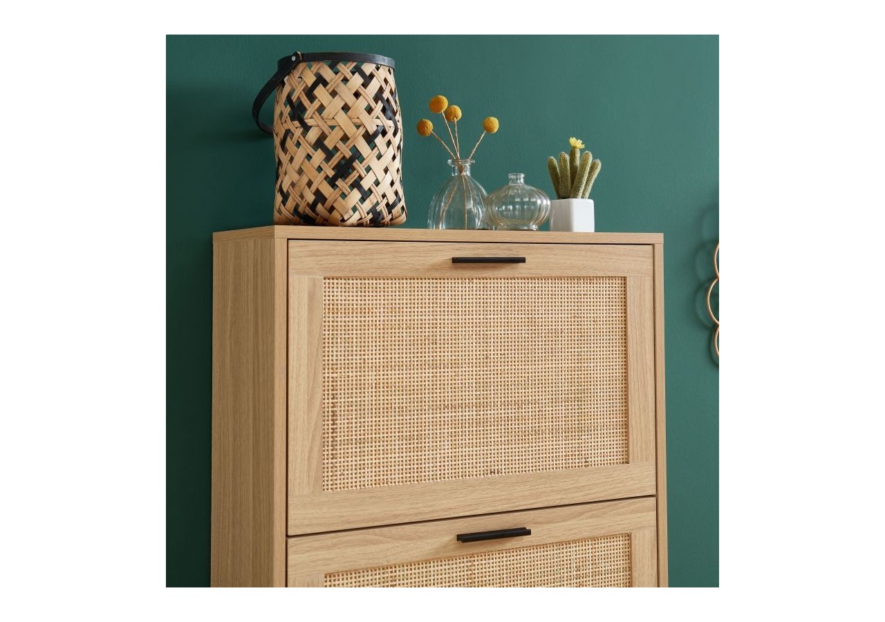 Meuble à chaussures AMANA cannage rotin 3 portes 60cm