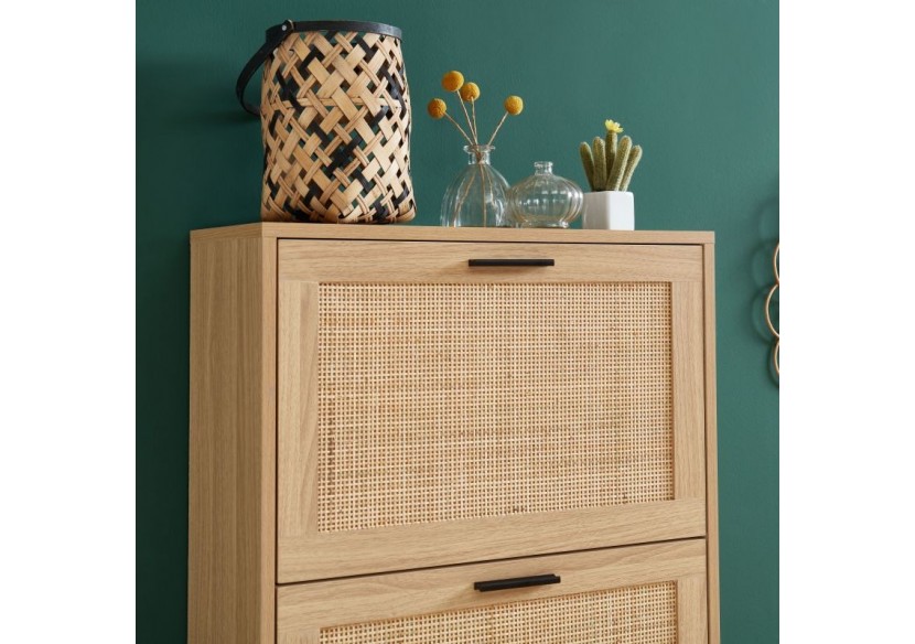 Meuble à chaussures AMANA cannage rotin 3 portes 60cm