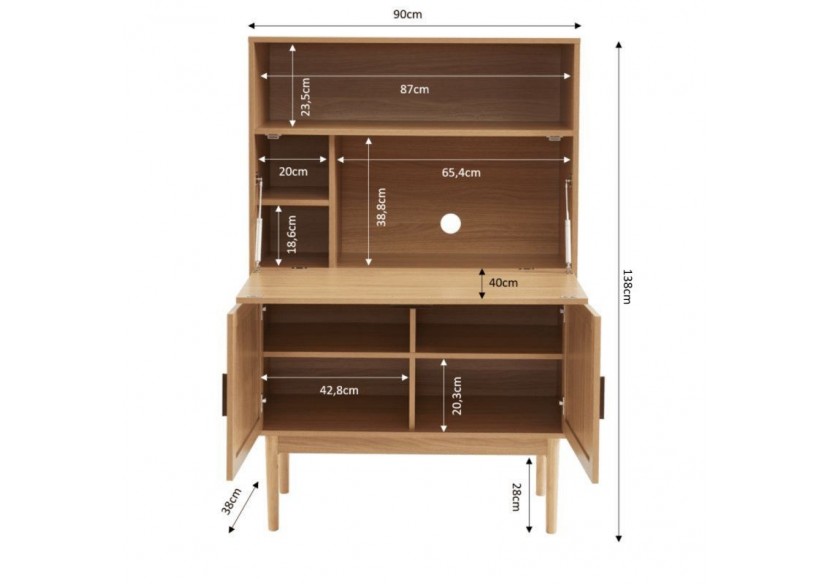 Secrétaire AMANA cannage rotin l90 cm Secrétaire AMANA cannage rotin l90 cm