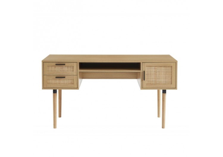 Bureau droit AMANA cannage rotin l150cm