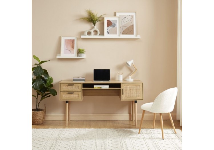 Bureau droit AMANA cannage rotin l150cm 2