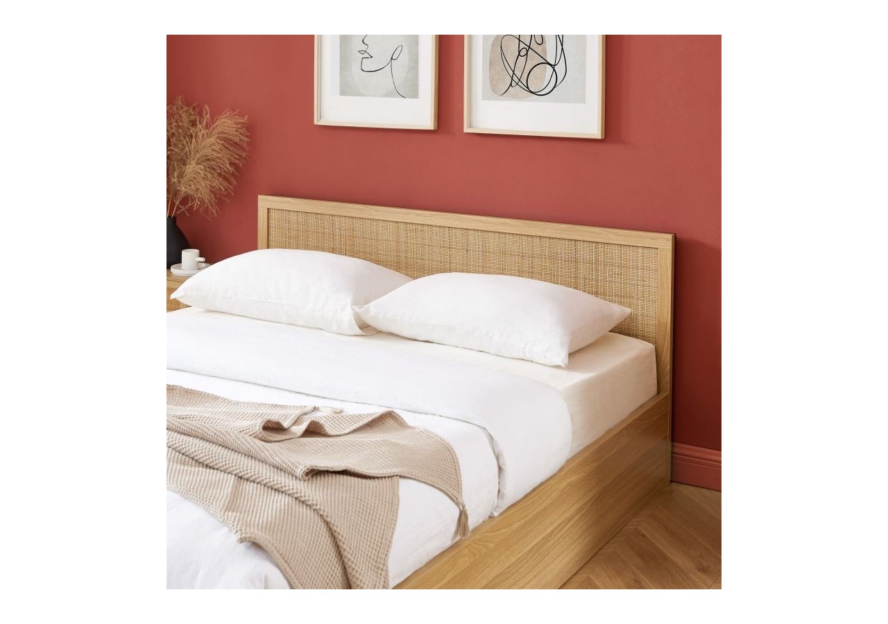 Lit à tiroirs AMANA cannage rotin 160x200 sommier inclus