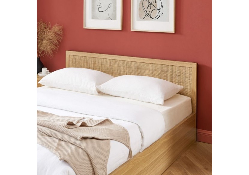 Lit à tiroirs AMANA cannage rotin 160x200 sommier inclus