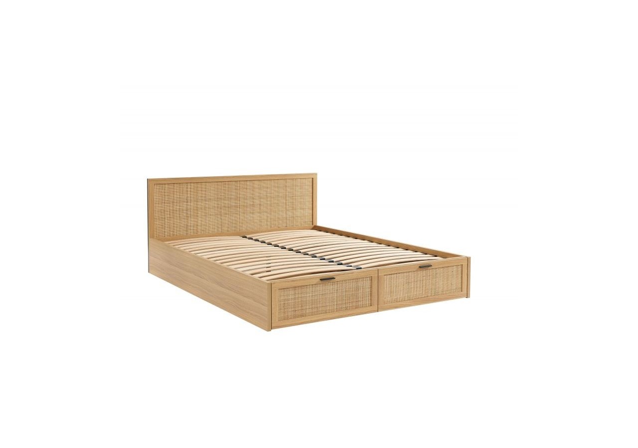 Lit à tiroirs AMANA cannage rotin 160x200 sommier inclus