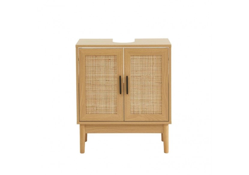 Meuble sous vasque AMANA effet chêne et cannage rotin l60cm Meuble sous vasque AMANA effet chêne et cannage rotin l60cm