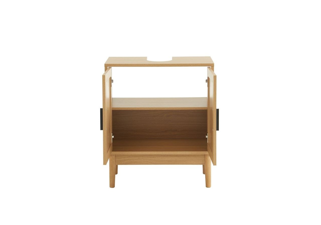 Meuble sous vasque AMANA effet chêne et cannage rotin l60cm