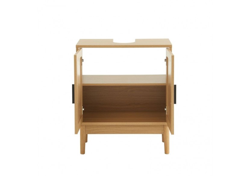 Meuble sous vasque AMANA effet chêne et cannage rotin l60cm Meuble sous vasque AMANA effet chêne et cannage rotin l60cm
