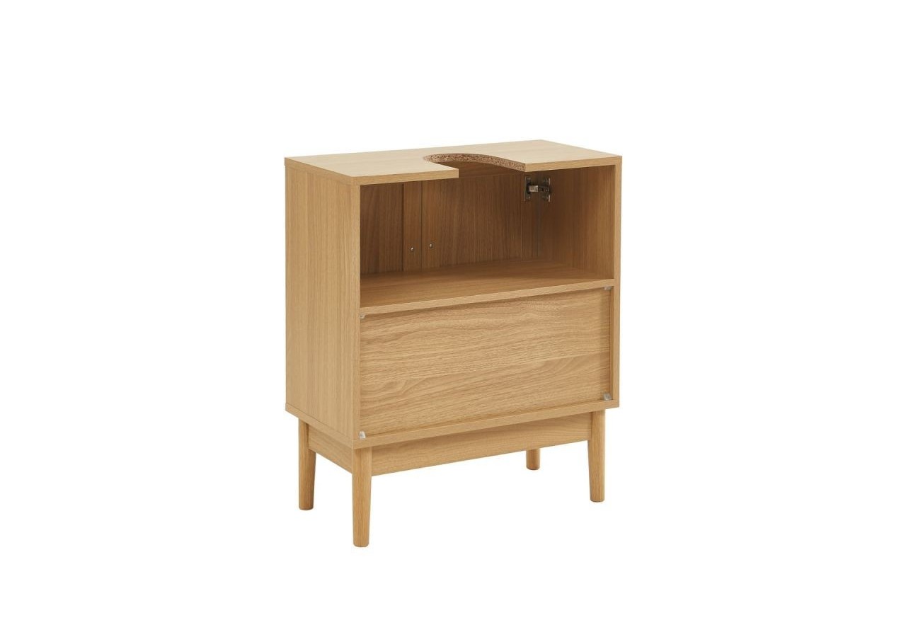 Meuble sous vasque AMANA effet chêne et cannage rotin l60cm