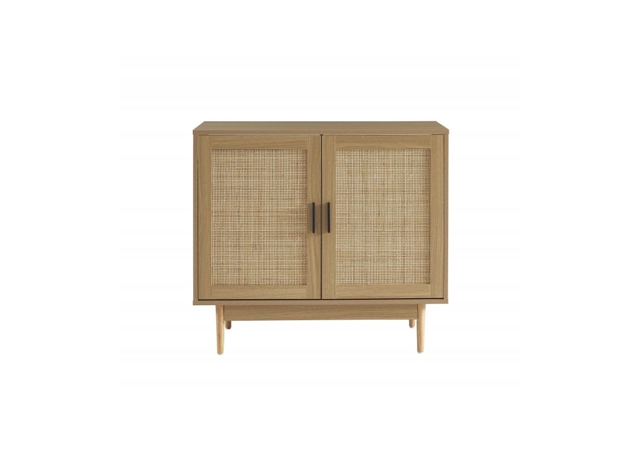 Meuble sous lavabo AMANA effet chêne et cannage rotin 90cm