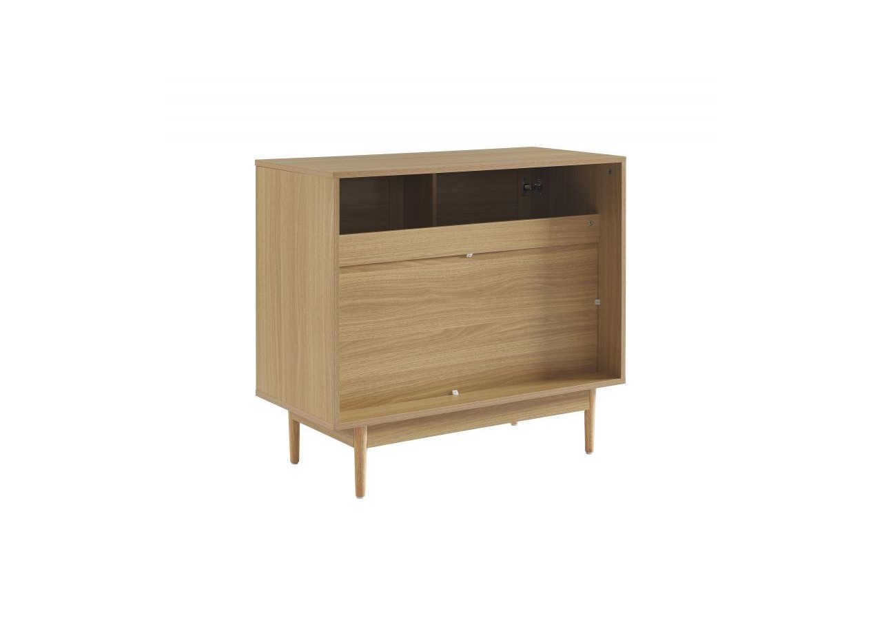 Meuble sous lavabo AMANA effet chêne et cannage rotin 90cm