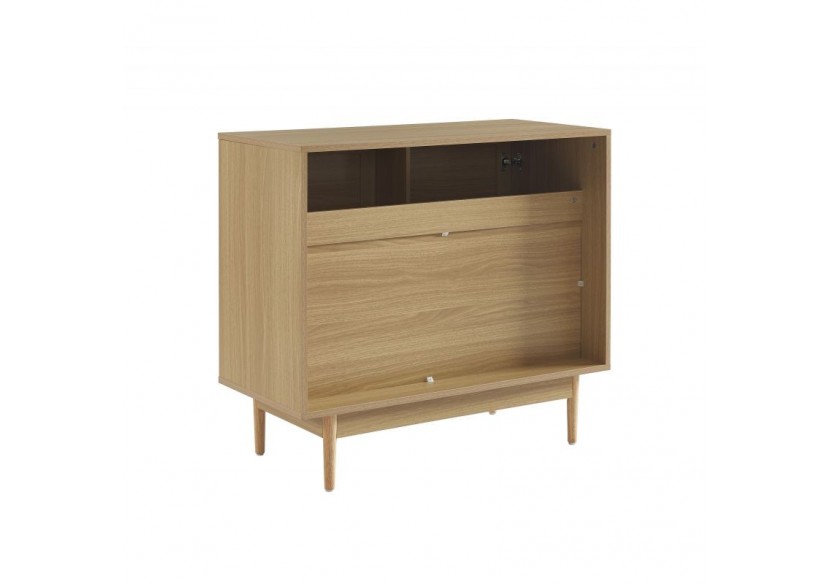 Meuble sous lavabo AMANA effet chêne et cannage rotin 90cm