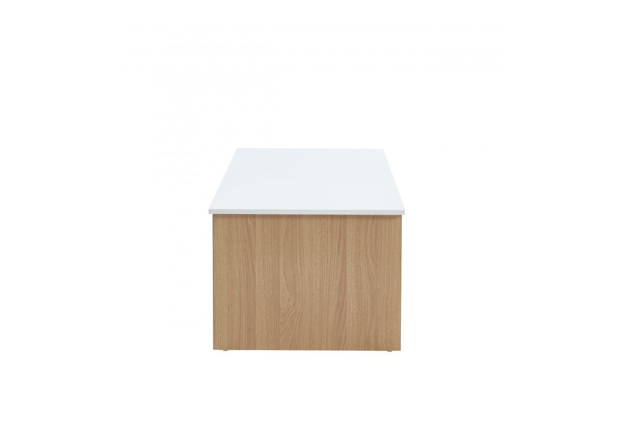 Table basse AMOS blanc et effet chêne plateau relevable