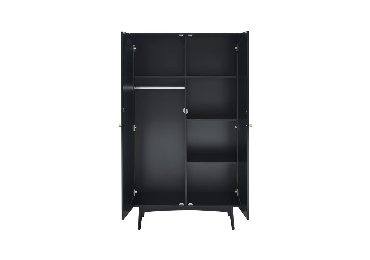Armoire ANATOLE noir et cannage rotin