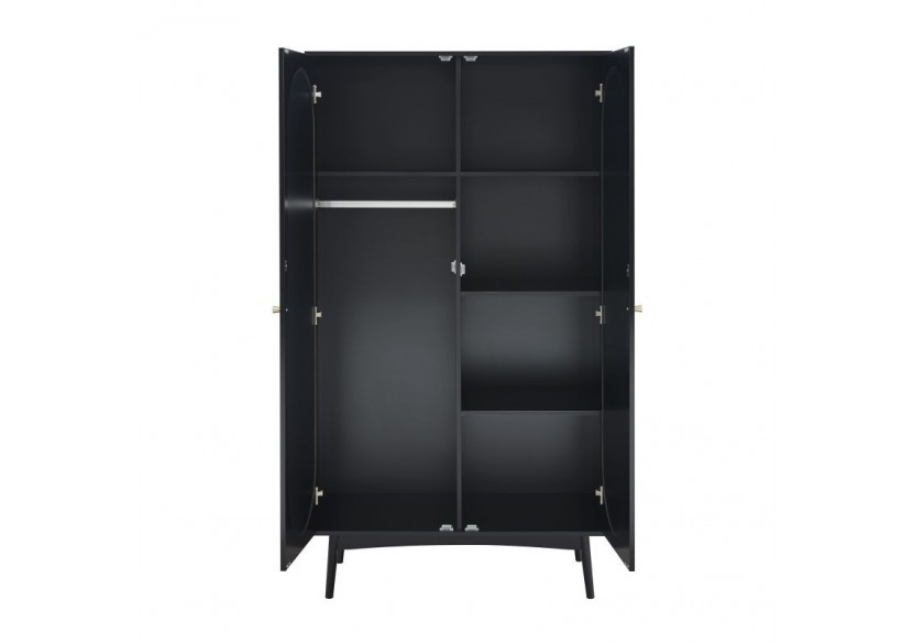 Armoire ANATOLE noir et cannage rotin