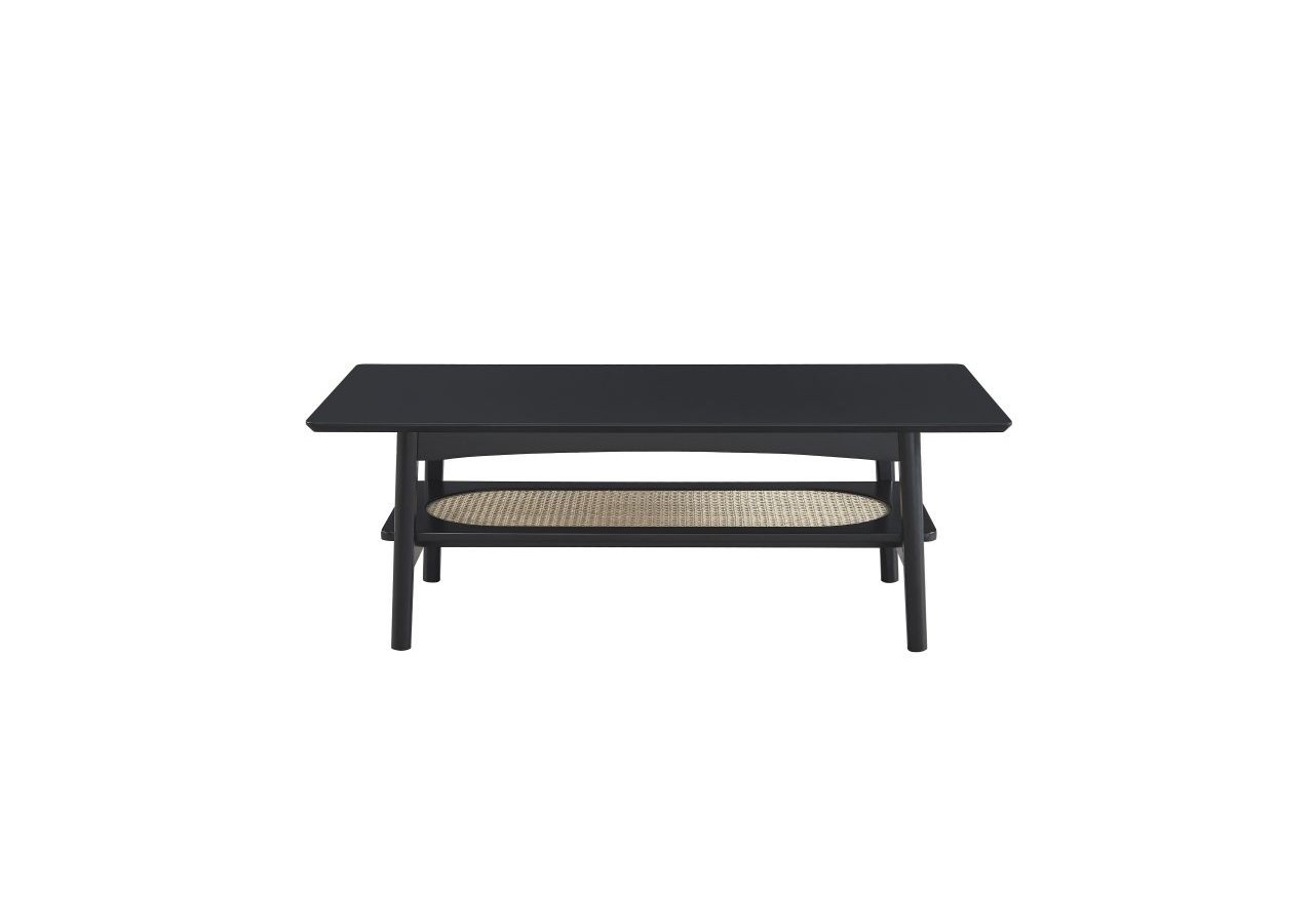 Table basse ANATOLE noir et cannage rotin