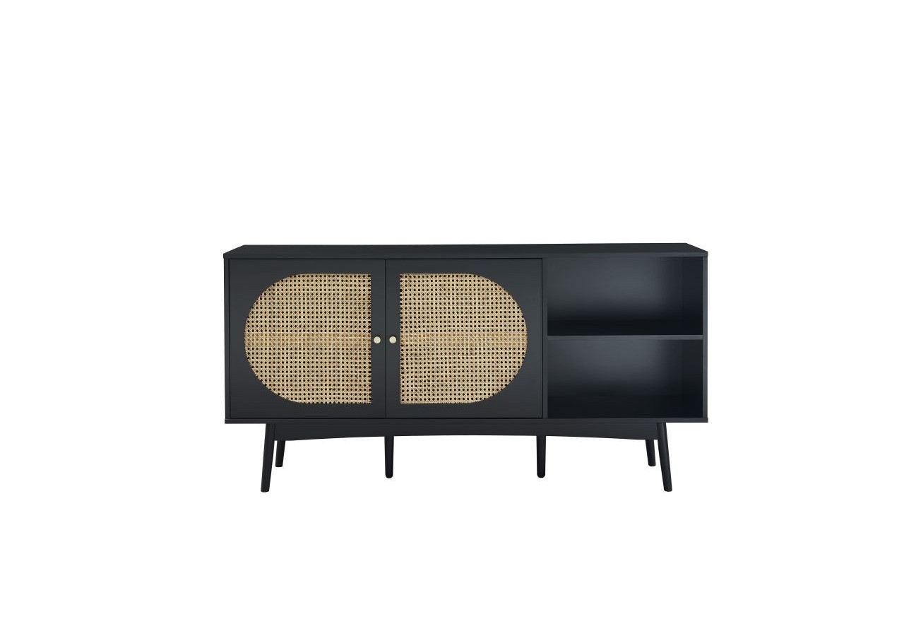 Buffet ANATOLE noir et cannage rotin