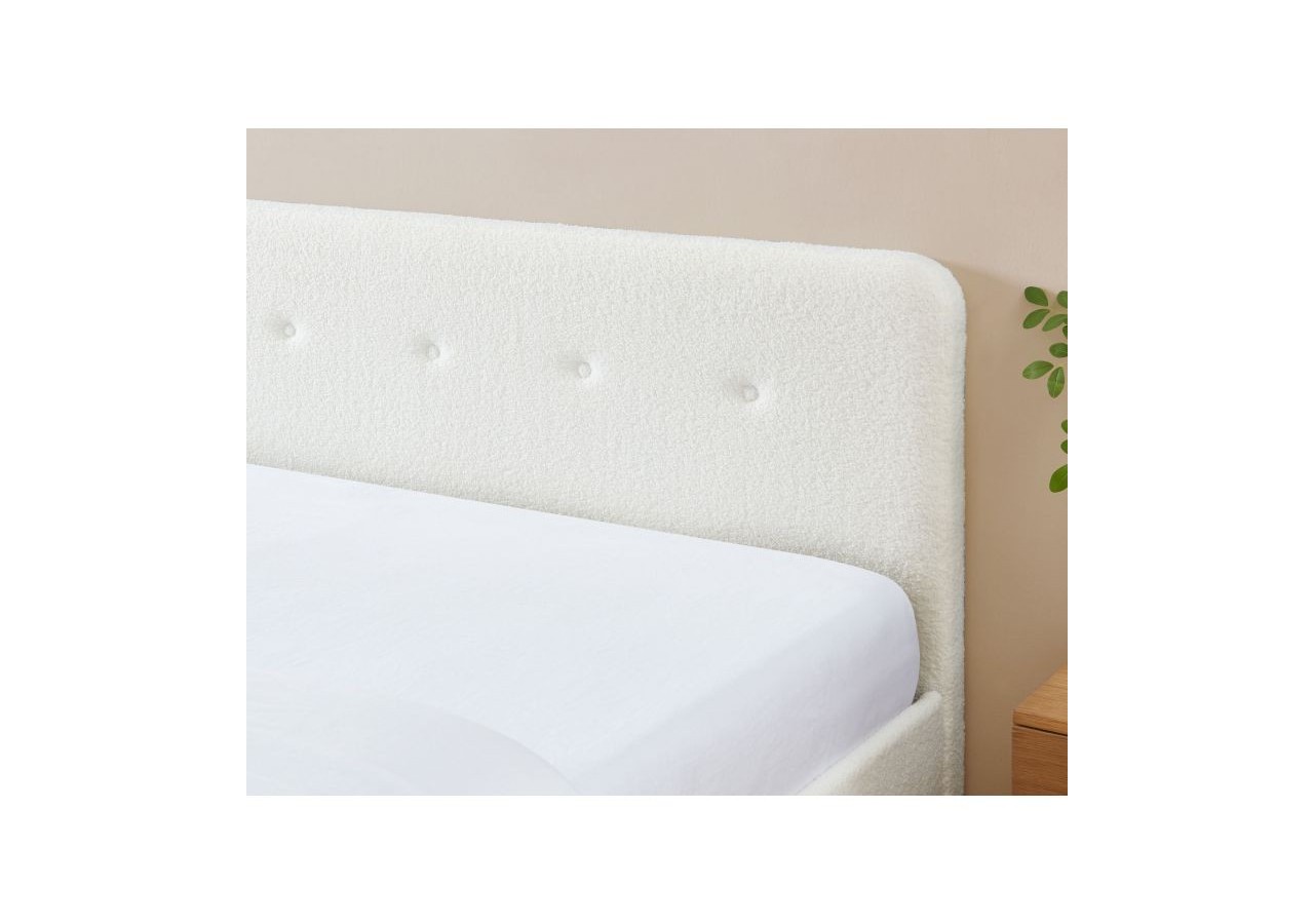 Lit double ANDREAS bouclette blanche 160x200 sommier inclus