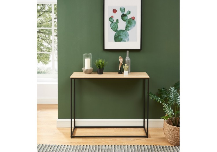 Console ARCHE effet chêne et métal noir 100cm 2